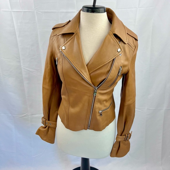 PAIGE Jackets & Blazers - PAIGE Genuine Brown Leather Ryanne Zip Up Jacket